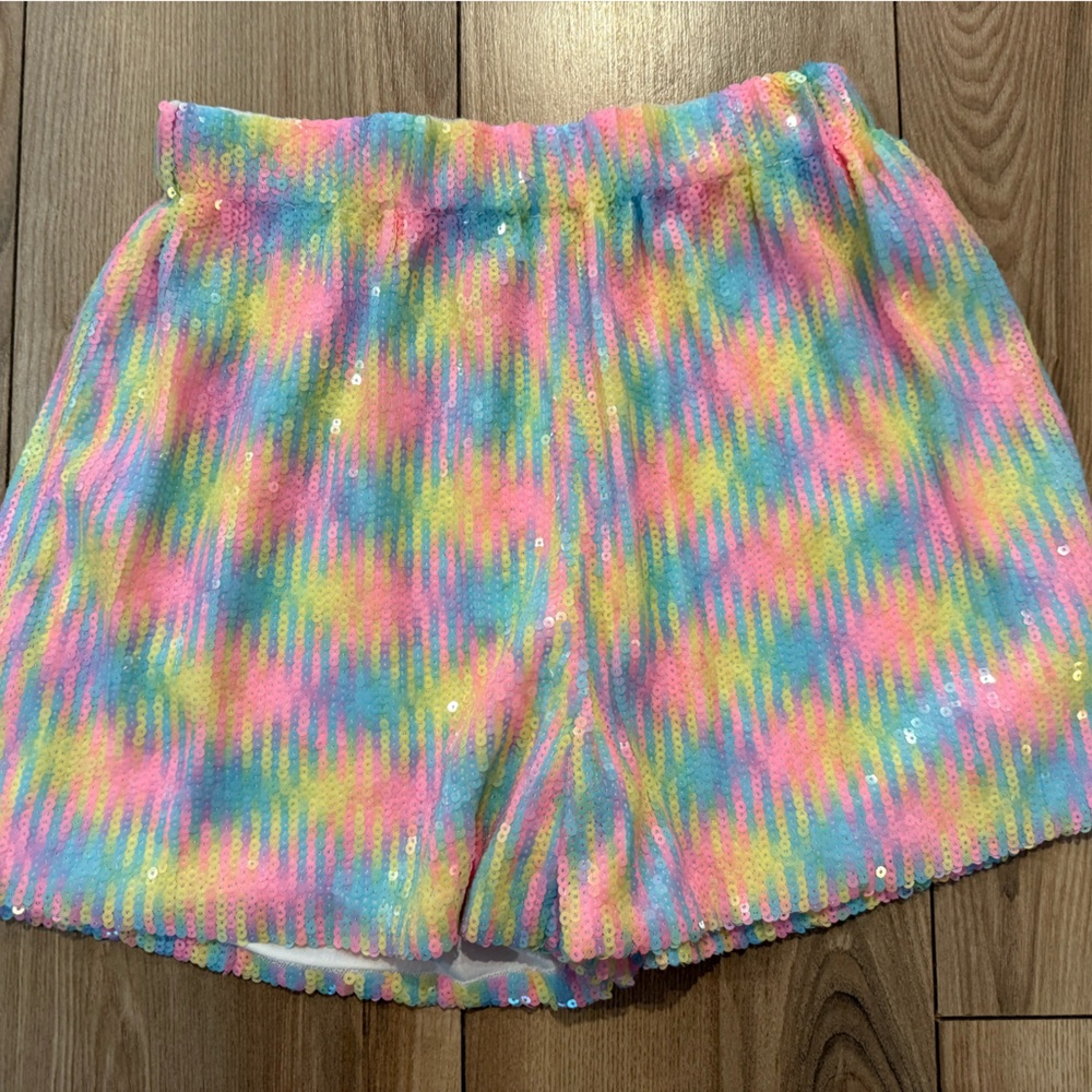 Boutique Rainbow Pastel Sequin Short NWT